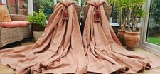 HUGE BROCADE DUSKY PINK CURTAINS   89" DROP BY 103" WIDTH