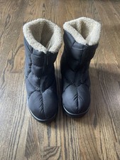 Zara women's puffer black  ankle snow nylon boots Size 39 US 8 New