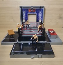 WWE Jakks Micro Aggression Crash & Bash Ring Playset W/ 4 Figures & Accs