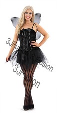 Women Ladies Black Fairy Bug/Bees Fancy Dress Glamour Halloween Costume (ES)