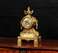 Antique French Gilt Bronze Drum Head Clock with Lions Masks - Fully Restored
