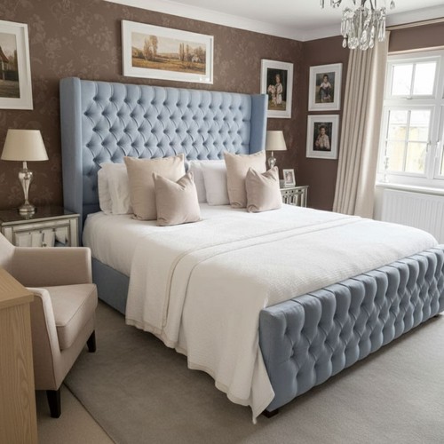 Luxury winged bed frame - winged, plush