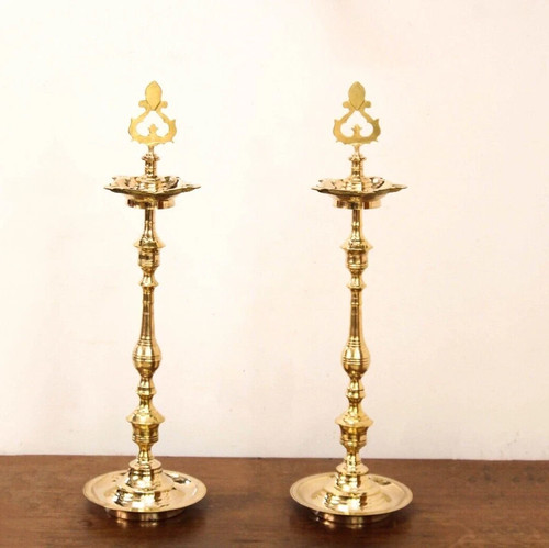 Brass oil lamp set - oil,