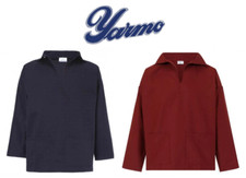 Yarmo Unisex Fishermans V-Neck Smock, Made In England - Breton Red & Navy SM0304