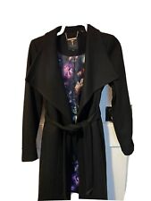 Black Ted Baker Designer midi Length wool and cashmere coat size U.K. 10