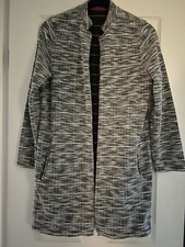 Grey & White Tweedy Cardi Coat Size 12 Excellent Condition