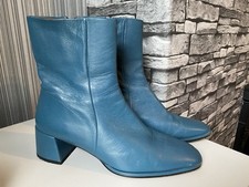 Zara Blue Leather Ankle Boots