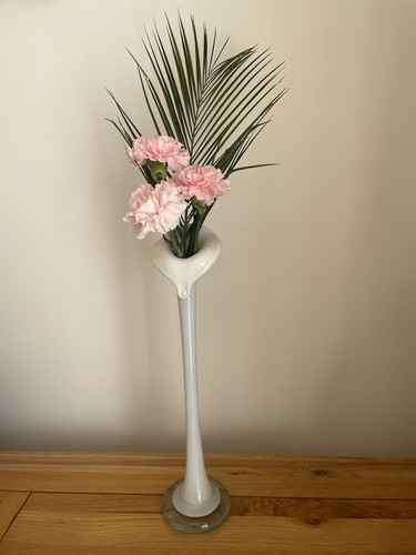 Tall white glass trumpet - tall,