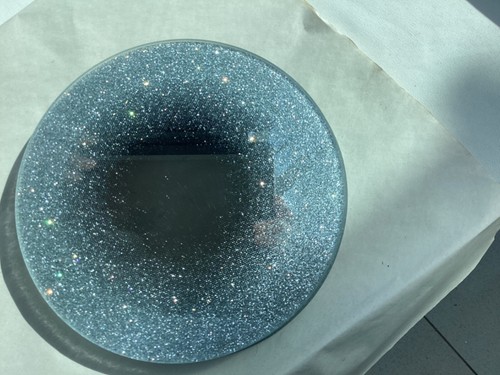 15cm round glitter edge mirror - edge,
