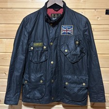 Barbour International Union Jack International Wax Jacket Mens Size Medium Black