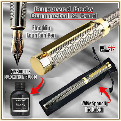 Gunmetal gold fountain pen - &,