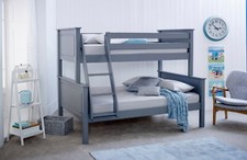 4ft above 3ft Triple Trio wood bunk beds.White,Pine,Grey Twin Stacker beds