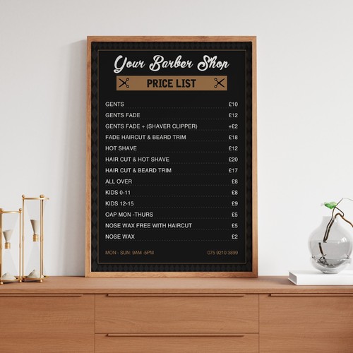 Barber hair salon price list - salon,