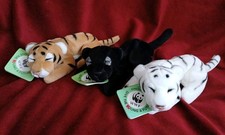 WWF 3 X SMALL PLUSH COLLECTION ANNA CLUB TIGER BLACK PANTHER WHITE TIGER 1986 8"
