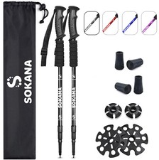2Pcs 3-Section Telescopic Anti-shock Trekking Walking Poles Hiking Sticks BLACK