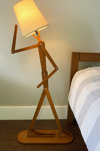Wooden floor lamp with - wooden,
