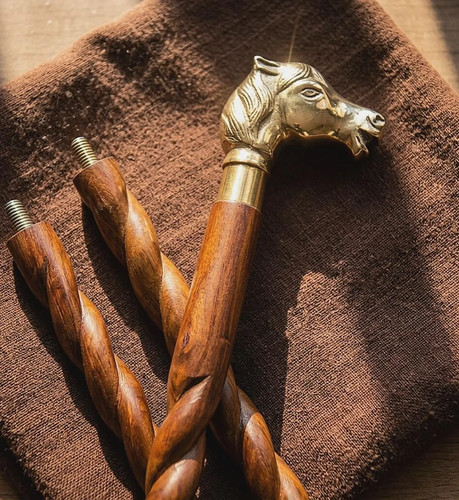Brass horse head walking stick - brass,