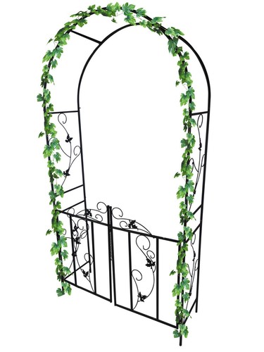 Metal garden arch with gate - garden,