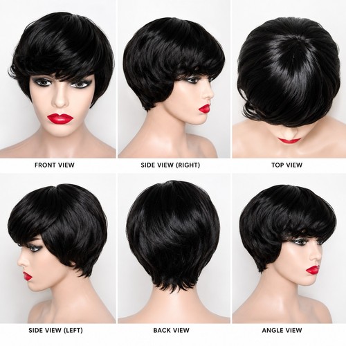 Human hair wig - human, pixie