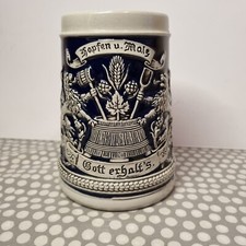 Gerz W Germany Salt Glazed Bier Stein "Hopfen u Malz" Gott Erhalt's