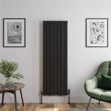 Vertical Double Flat Panel Designer Radiator - 1600 x 532mm Black 14 Tubes