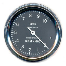 Stack Chronotronic Tachometer - 0-10000 RPM - Chromed Brass Bezel - Race/Rally