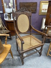 Antique Carved Oak Cane Back