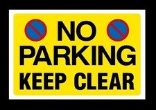 2 x NO PARKING KEEP CLEAR - Self Adhesive Plastic Sign Sticker UK Free P&P S2020