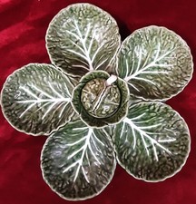 Bordallo Pinheiro Green Cabbage Serving Bowl. 5 Leaves with central Lidded Bowl