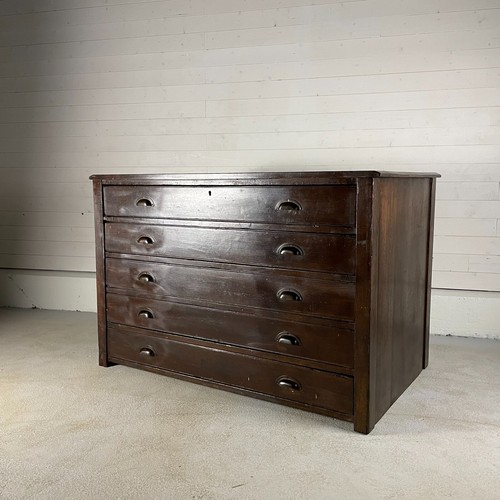 Antique stained pine drawer - stained,