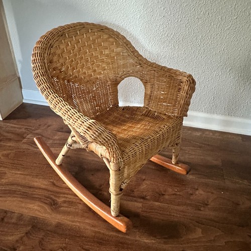 Vintage wicker childs rocking - vintage,