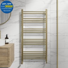 RadiLux Heated Towel Rail Brushed Brass 1200 x 600mm Flat
