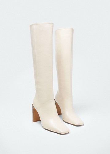 Mango leather high heel boots - mango,