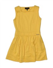 SIMONA BARBIERI Girls Twin-Set Pleated Swing Dress 7-8 Years Yellow BN08