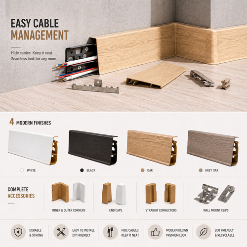 Pvc skirting board cable - 2.5m,