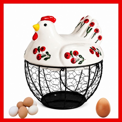 Farmhouse ceramic hen - hen, egg