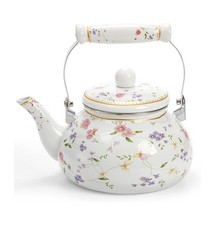 Vintage enamel tea kettle 6 - tea, kettle,
