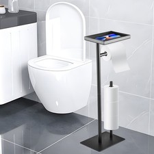 Toilet Roll Holder Free Standing Black Toilet Paper Holder Stand with Top