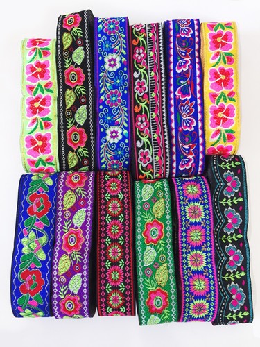 Ethnic embroidered trim ribbon - embroidered,