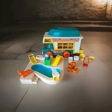 Fisher Price Family Camper Van & Swimming Pool With Accessories Vintage