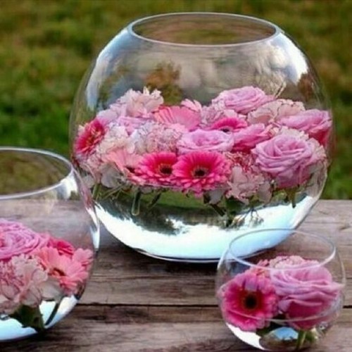 Clear glass fish bowl round - glass,