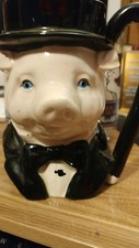 Vintage 18oz Pig Mug Coffee Mug w/Handle 5 1/2" High Black & White Mug Tea 