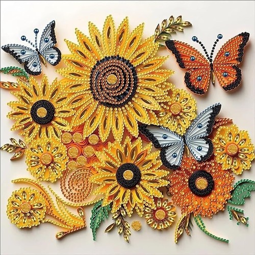 Diy sunflower and butterfly - 5d,