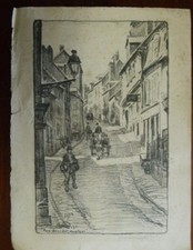 FRANK ARMINGTON " rue bourder , honfleur " etching , limited edition 4/30