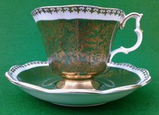 ROYAL ALBERT BUCKINGHAM SERIES (GREEN) TEA CUP AND SAUCER.