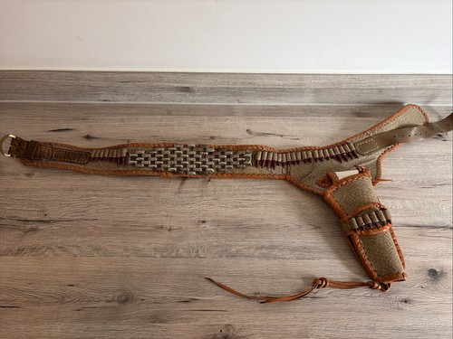 Vtg leather cowboy gun holster - leather,