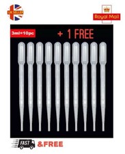 3 ml X 10 +1 free CLEAR PLASTIC PIPETTES PIPPETTE PAINT TRANSFER  🇬🇧