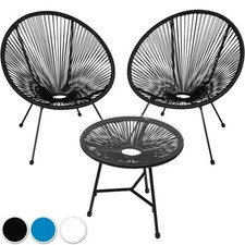 Egg Chair Bistro Set | 2 Chair, 1 Table Retro Accent Chair Bedroom Dining Metal