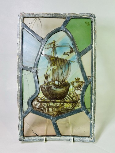 Antique galleon ship stained - /,