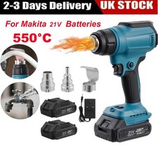 21V Electric Cordless Handheld Heat Gun Hot Air Gun with 3Nozzles & 2 Batteries